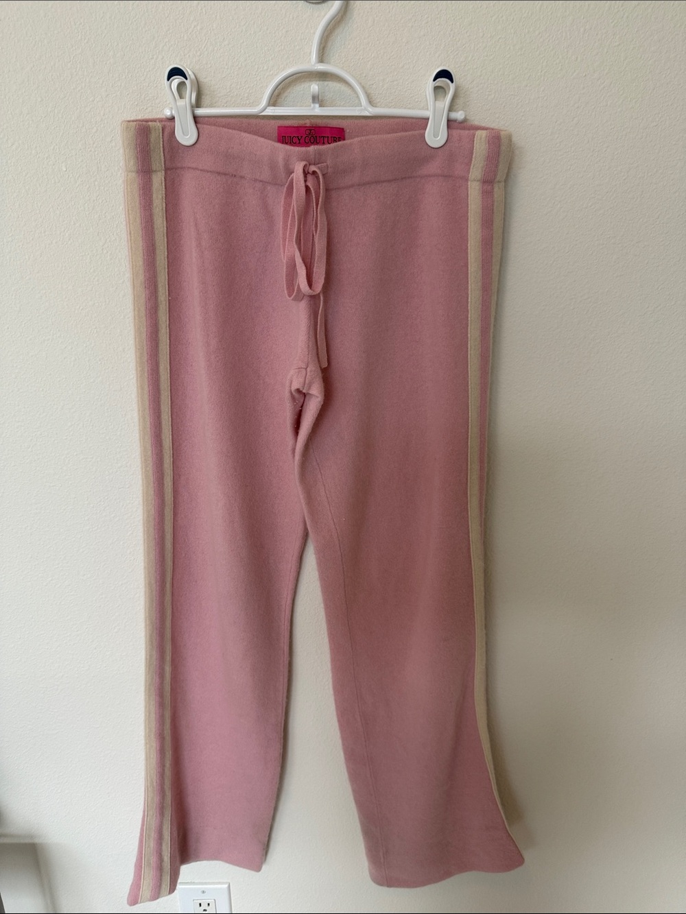 Juicy Couture Pink Track Pants with Cream Side Stripes